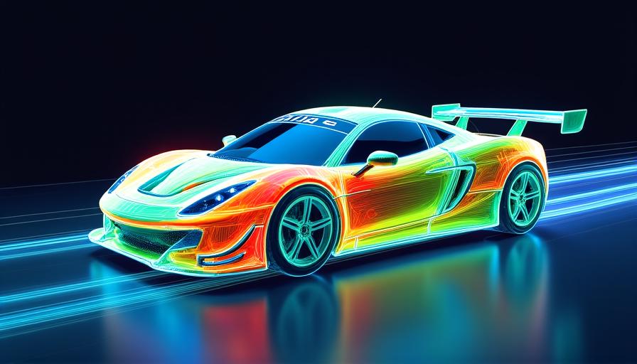 Visualización de CFD flujo de aire en coche de carreras
