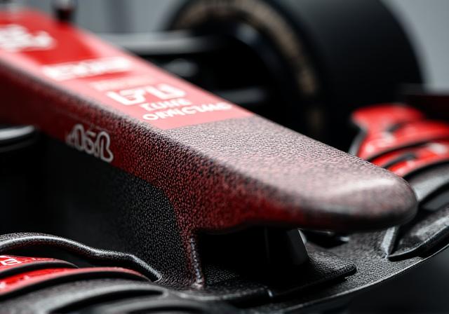 Detalle de splitter de fibra de carbono en coche GT