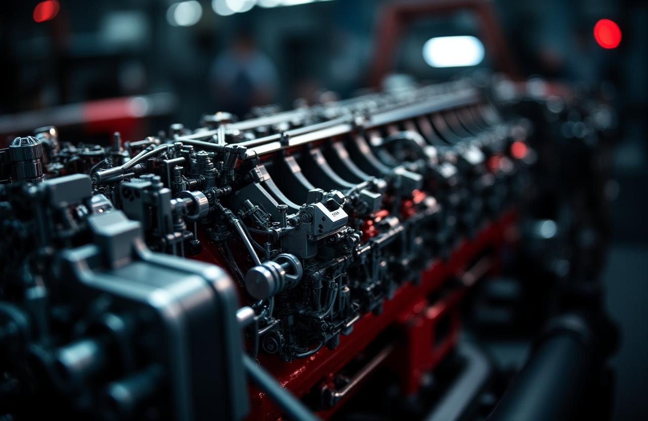 Bloque de motor de competición forjado en taller de alta precisión